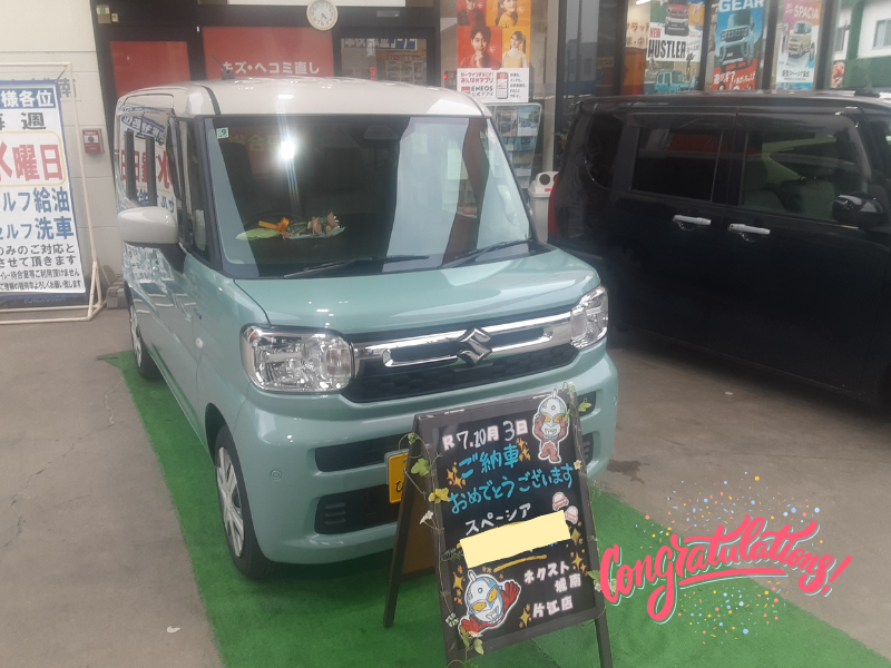 福岡市南区K様　スペーシアご納車｜福岡市・糟屋郡カーリース専門店ならフラット７城南・西新・久山