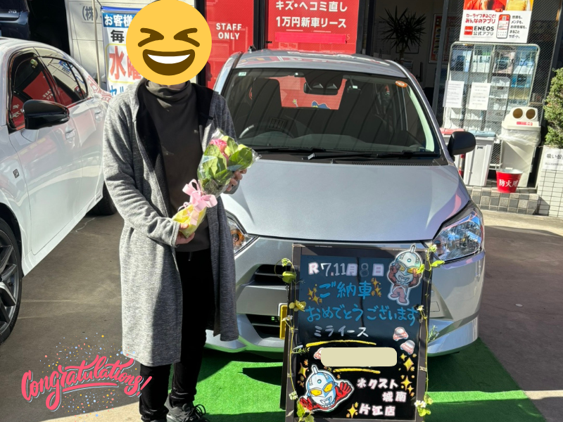 福岡市西区K様　ミライースご納車｜福岡市・糟屋郡カーリース専門店ならフラット７城南・西新・久山